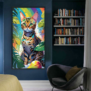 Yishu - Painted Tabby Cat - 40*70CM 11CT 3 Stamped Cross Stitch