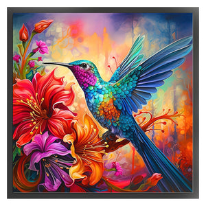 DIY - Hummingbird With Flowers - 45*45CM 11CT 3 Stamped Cross Stitch