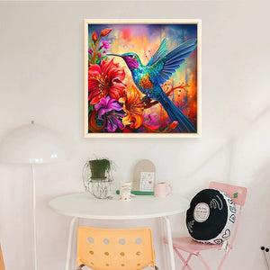 DIY - Hummingbird With Flowers - 45*45CM 11CT 3 Stamped Cross Stitch