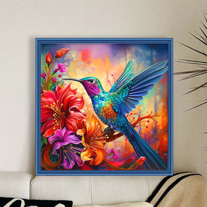 DIY - Hummingbird With Flowers - 45*45CM 11CT 3 Stamped Cross Stitch