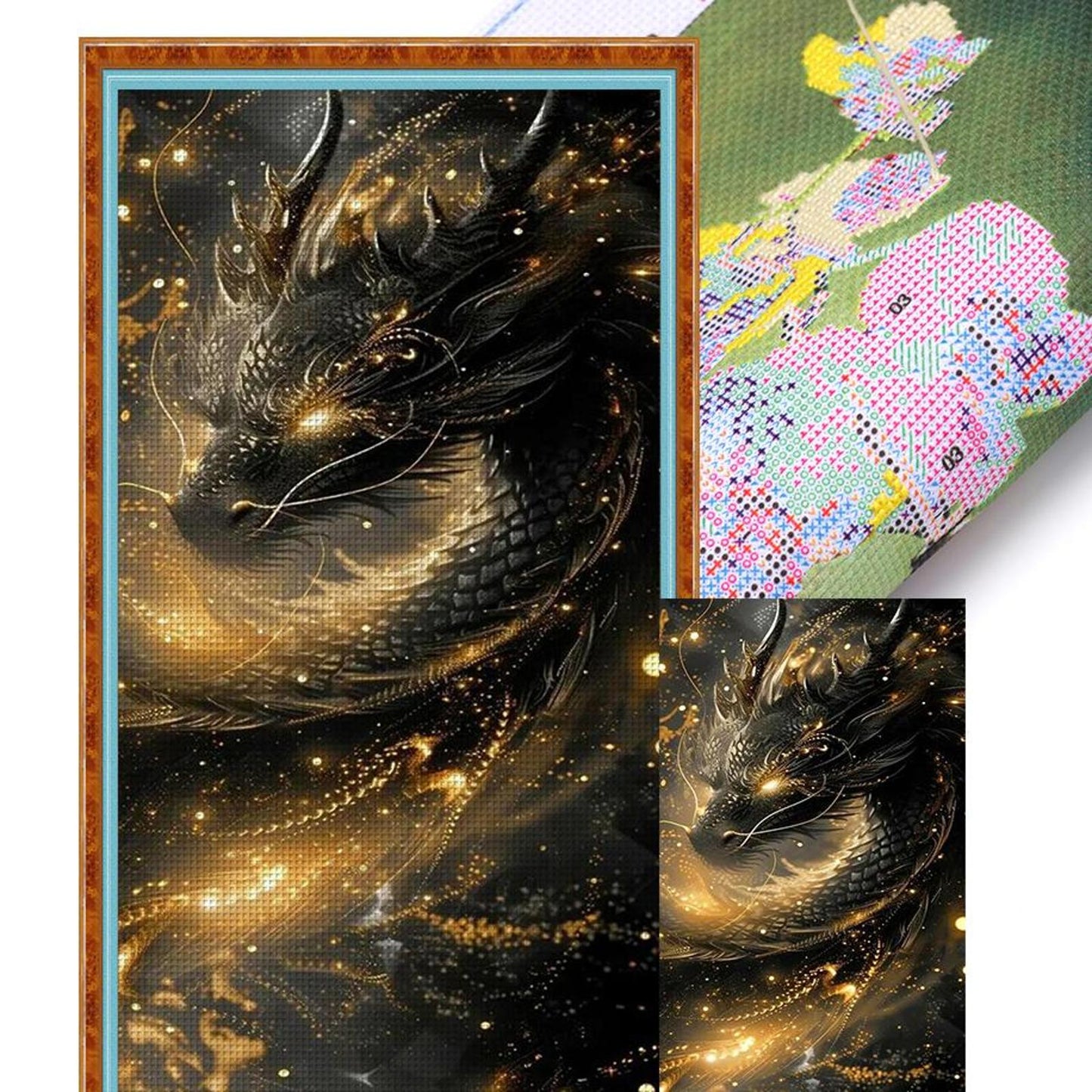 Black Dragon - Full 14CT Stamped Cross Stitch 40x75CM - Huacan