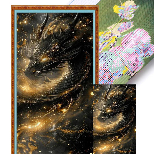 Black Dragon - Full 14CT Stamped Cross Stitch 40x75CM - Huacan