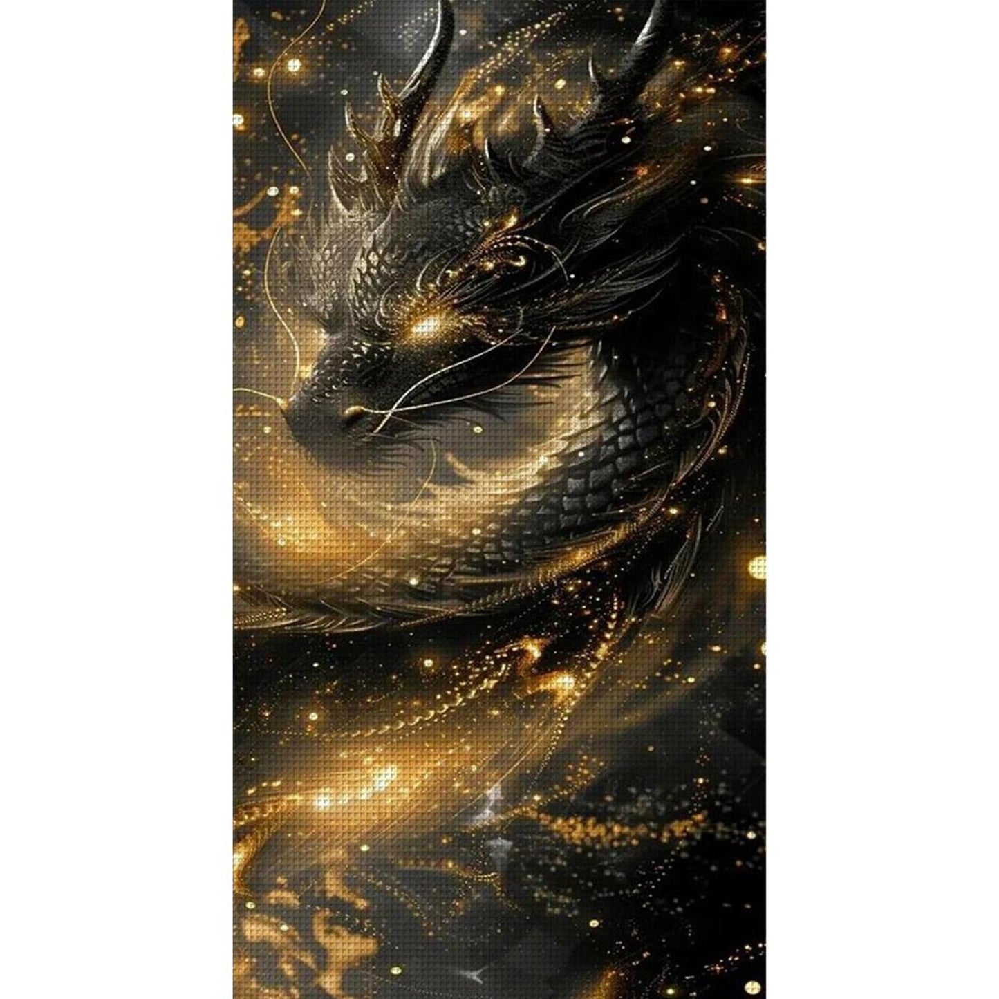 Black Dragon - Full 14CT Stamped Cross Stitch 40x75CM - Huacan