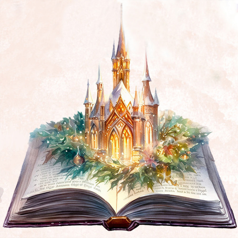 Castle In Book 30*30CM(Canvas) Full Round Drill Diamond Painting