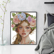 Load image into Gallery viewer, Joy Sunday - Girl With A Wreath - 41*51CM 14CT 2 Stamped Cross Stitch
