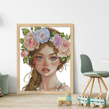 Load image into Gallery viewer, Joy Sunday - Girl With A Wreath - 41*51CM 14CT 2 Stamped Cross Stitch
