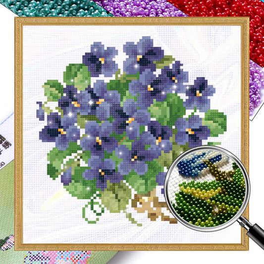 Delicate Small Flowers - Partial  9CT Stamped Cross Stitch - Bead Embroidery 22x22CM/8.66x8.66in