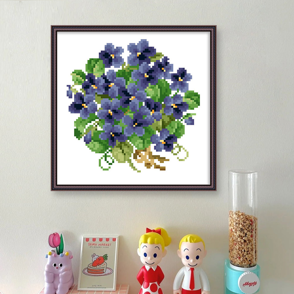 Delicate Small Flowers - Partial  9CT Stamped Cross Stitch - Bead Embroidery 22x22CM/8.66x8.66in
