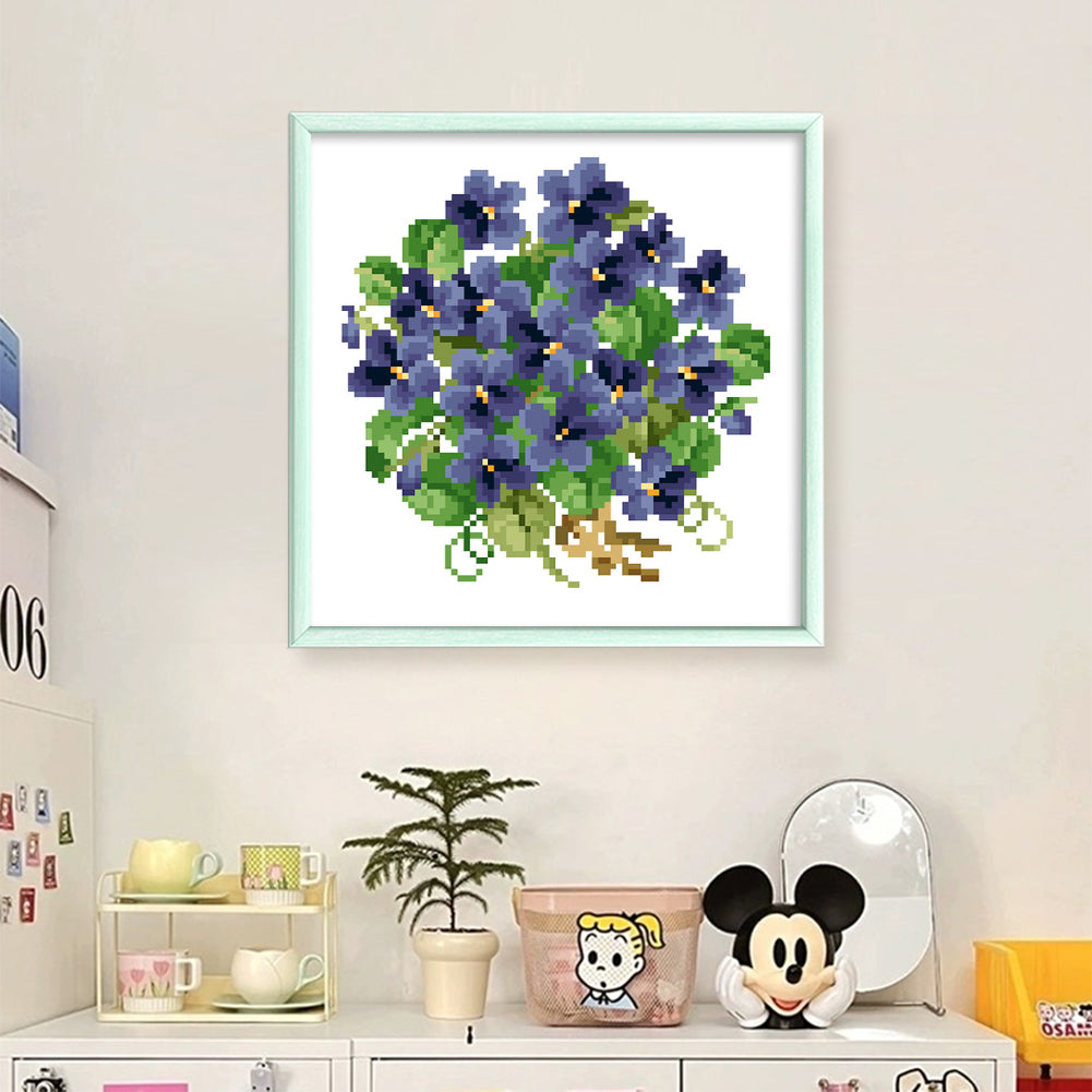 Delicate Small Flowers - Partial  9CT Stamped Cross Stitch - Bead Embroidery 22x22CM/8.66x8.66in
