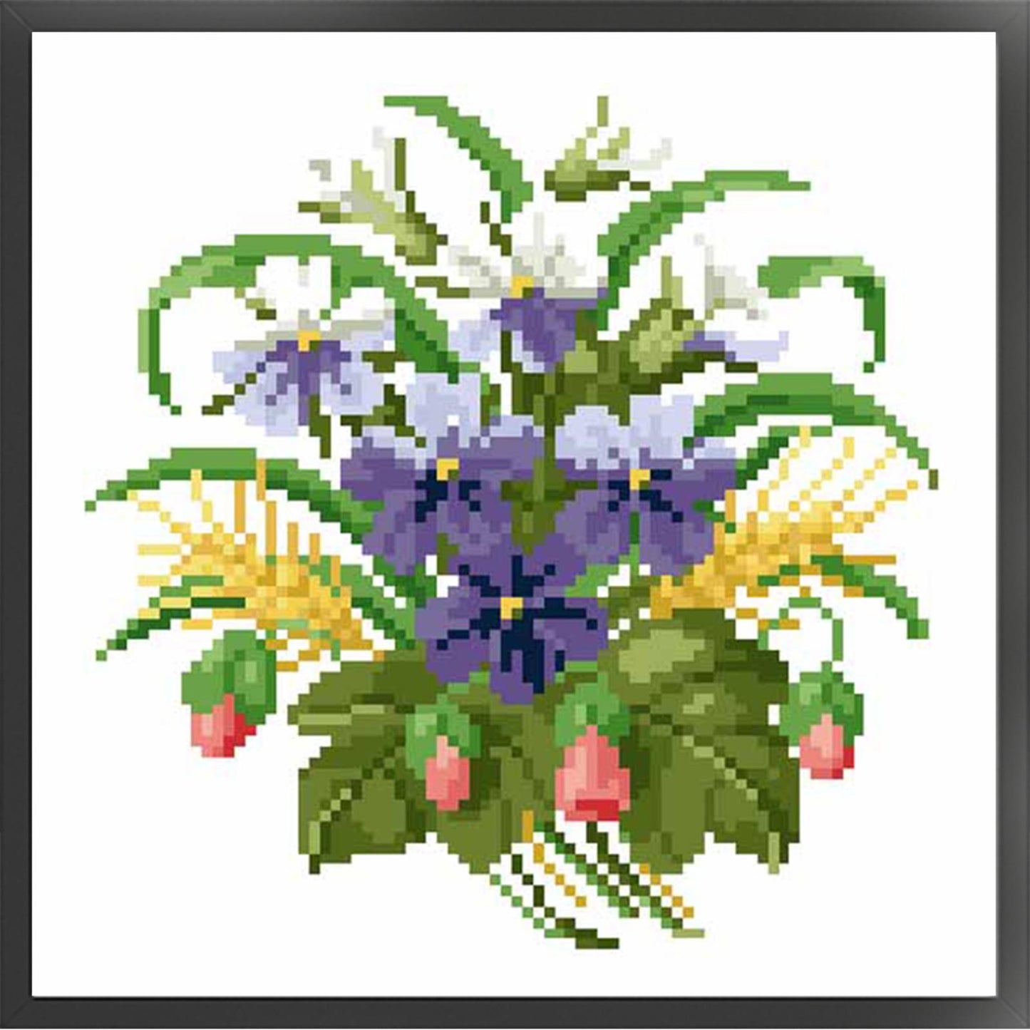 Delicate Small Flowers - Partial  9CT Stamped Cross Stitch - Bead Embroidery 25x25CM/9.84x9.84in