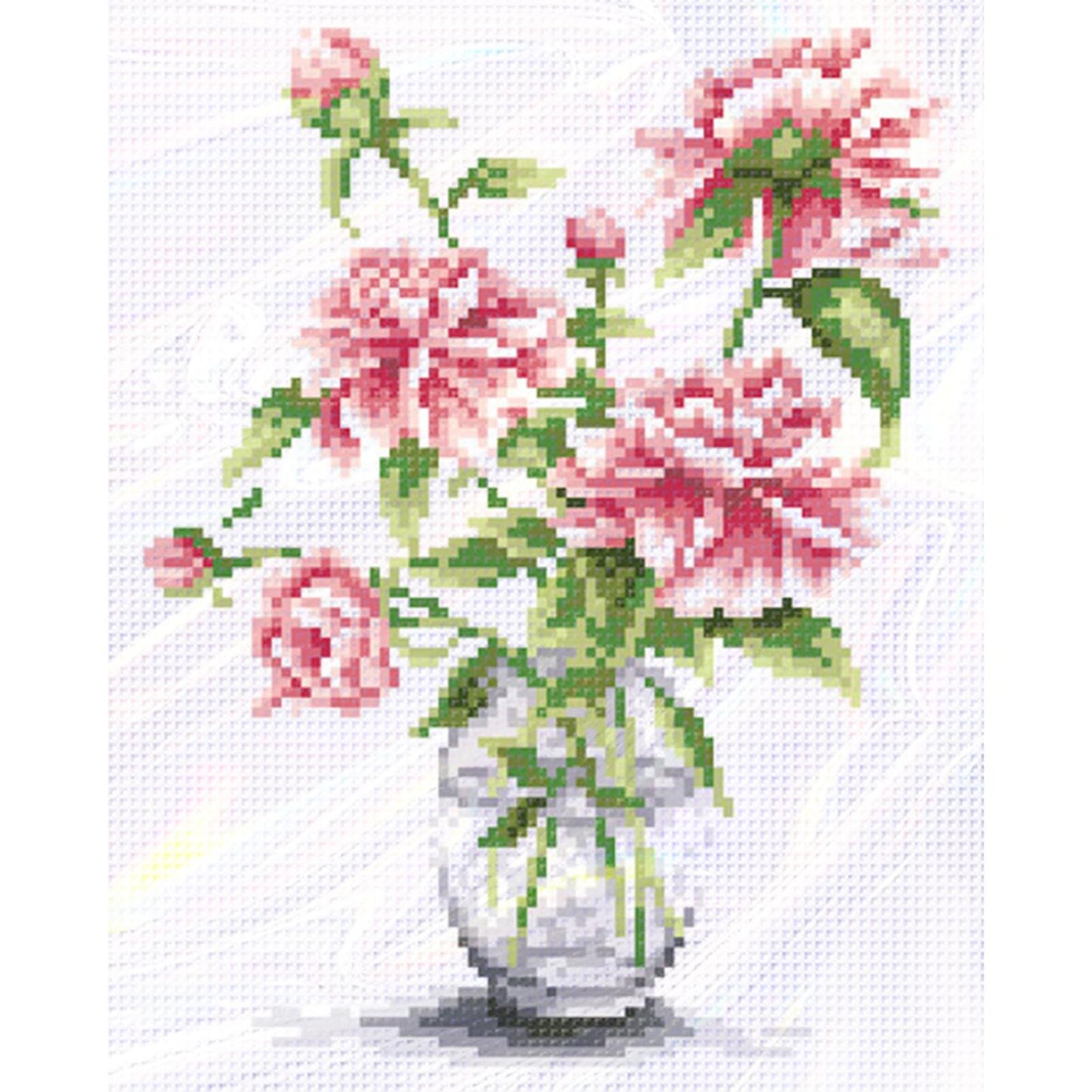 Peony in Vase - Partial  9CT Stamped Cross Stitch - Bead Embroidery 25x31CM/9.84x12.20in