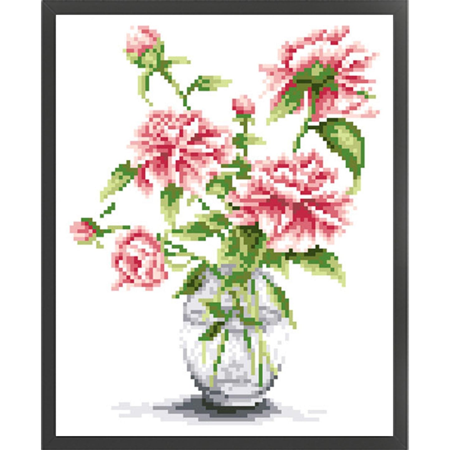 Peony in Vase - Partial  9CT Stamped Cross Stitch - Bead Embroidery 25x31CM/9.84x12.20in
