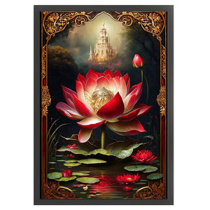 Huancan - Red Lotus - 40*60CM 11CT 3 Stamped Cross Stitch