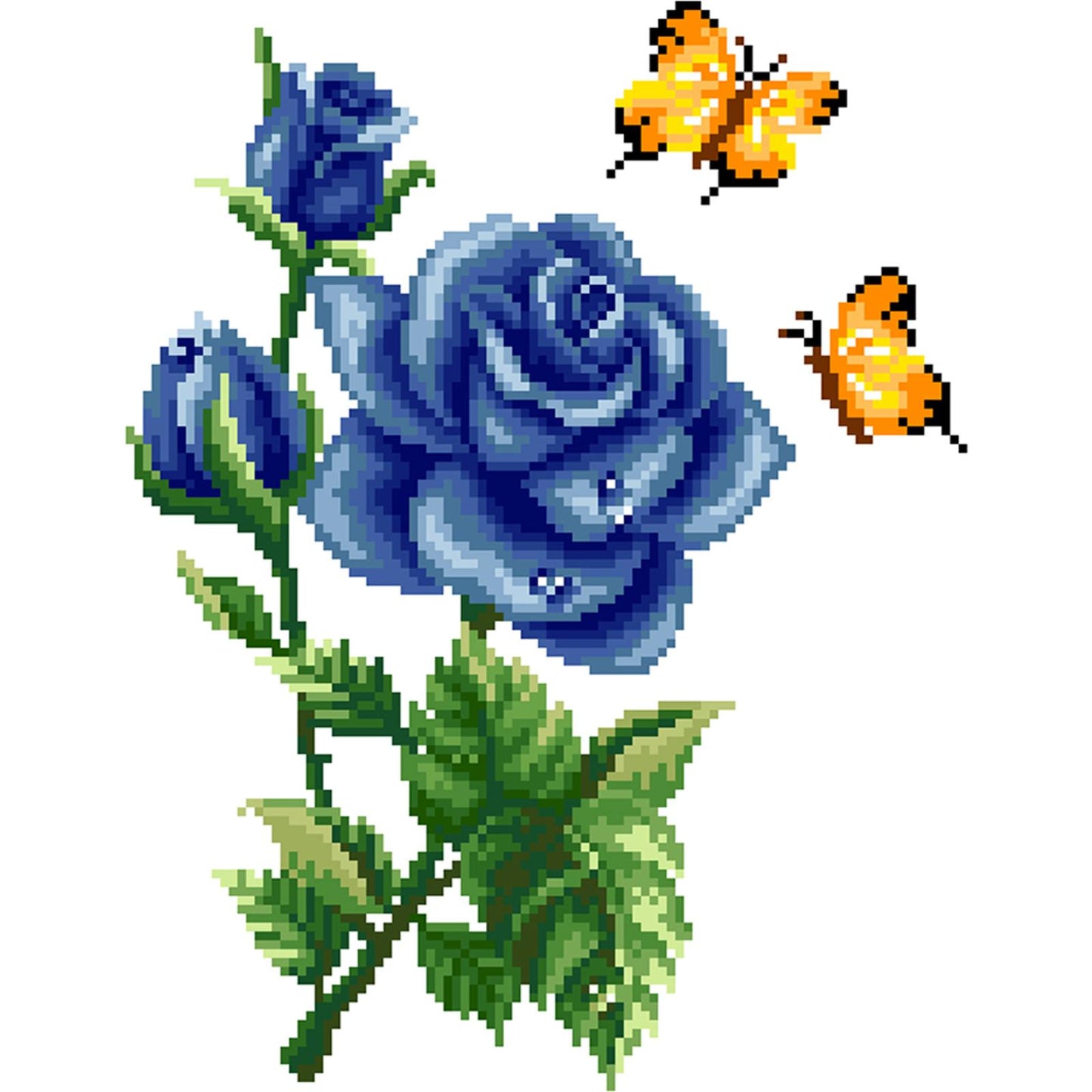 Butterfly Love - Blue - Partial  9CT Stamped Cross Stitch - Bead Embroidery 30x35CM/11.81x13.78in