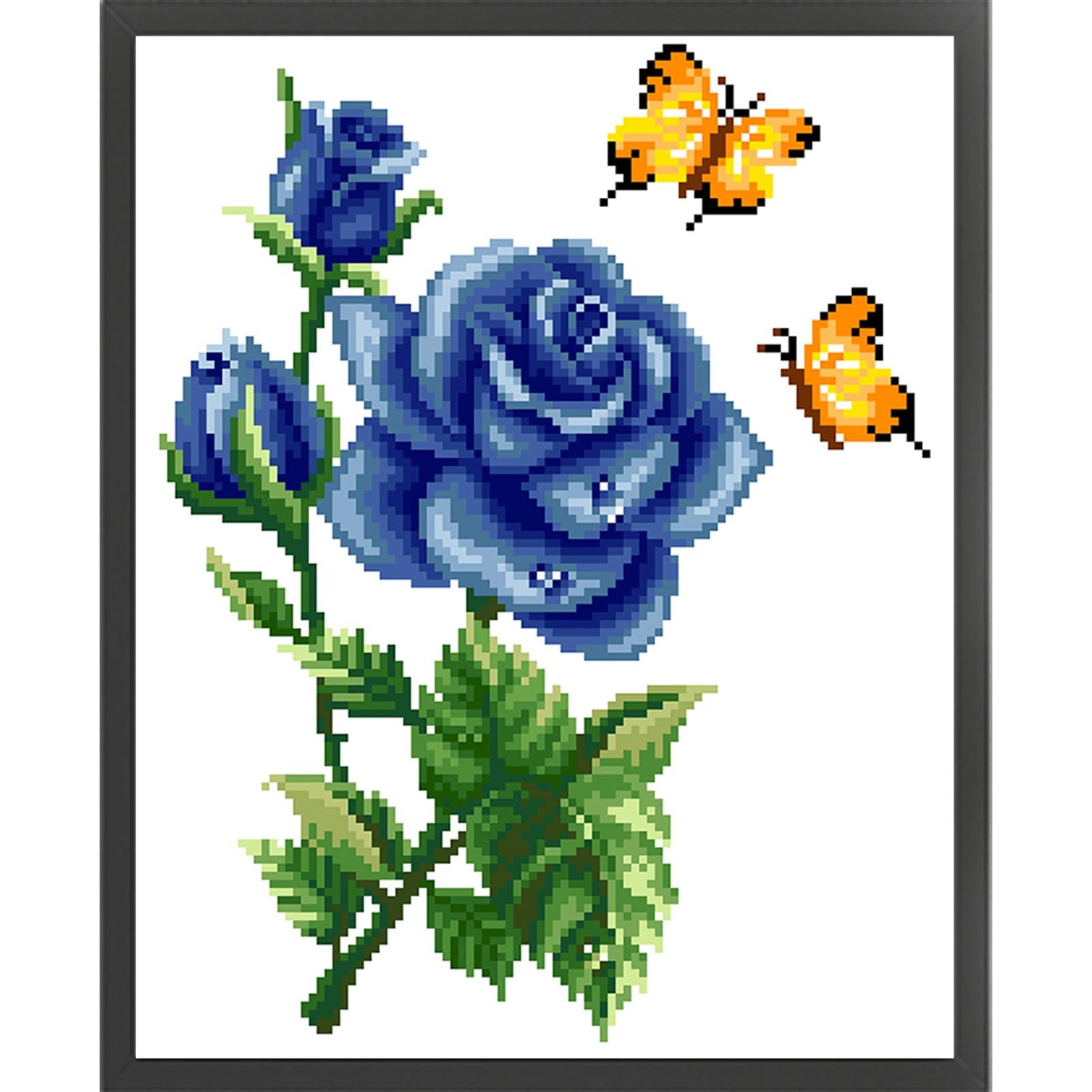 Butterfly Love - Blue - Partial  9CT Stamped Cross Stitch - Bead Embroidery 30x35CM/11.81x13.78in