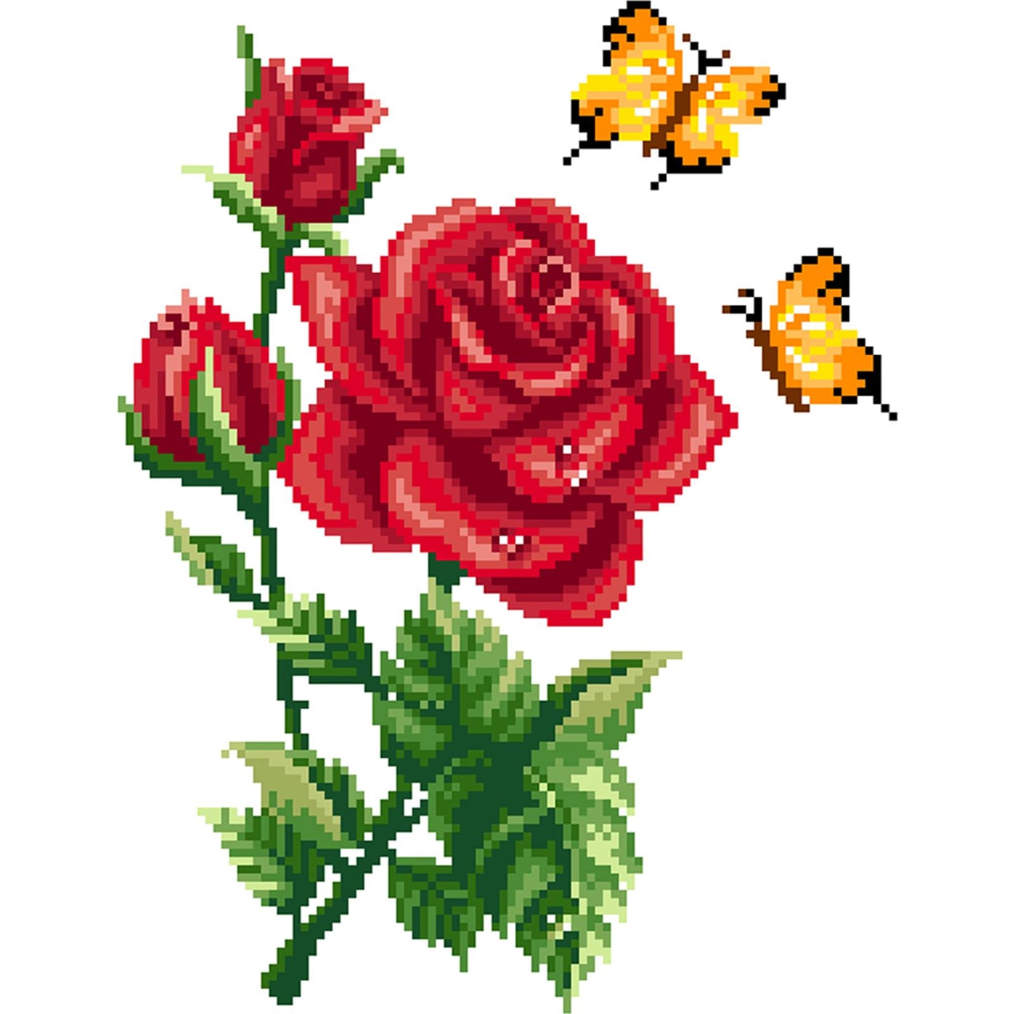 Butterfly Love - Red - Partial  9CT Stamped Cross Stitch - Bead Embroidery 30x35CM/11.81x13.78in
