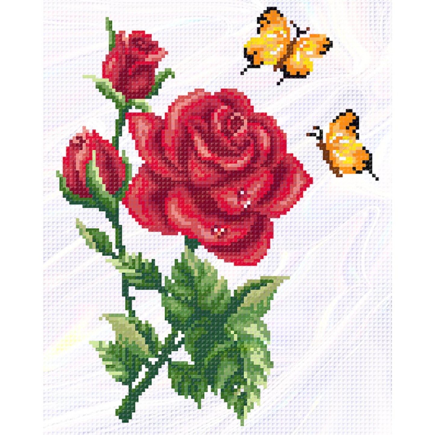 Butterfly Love - Red - Partial  9CT Stamped Cross Stitch - Bead Embroidery 30x35CM/11.81x13.78in