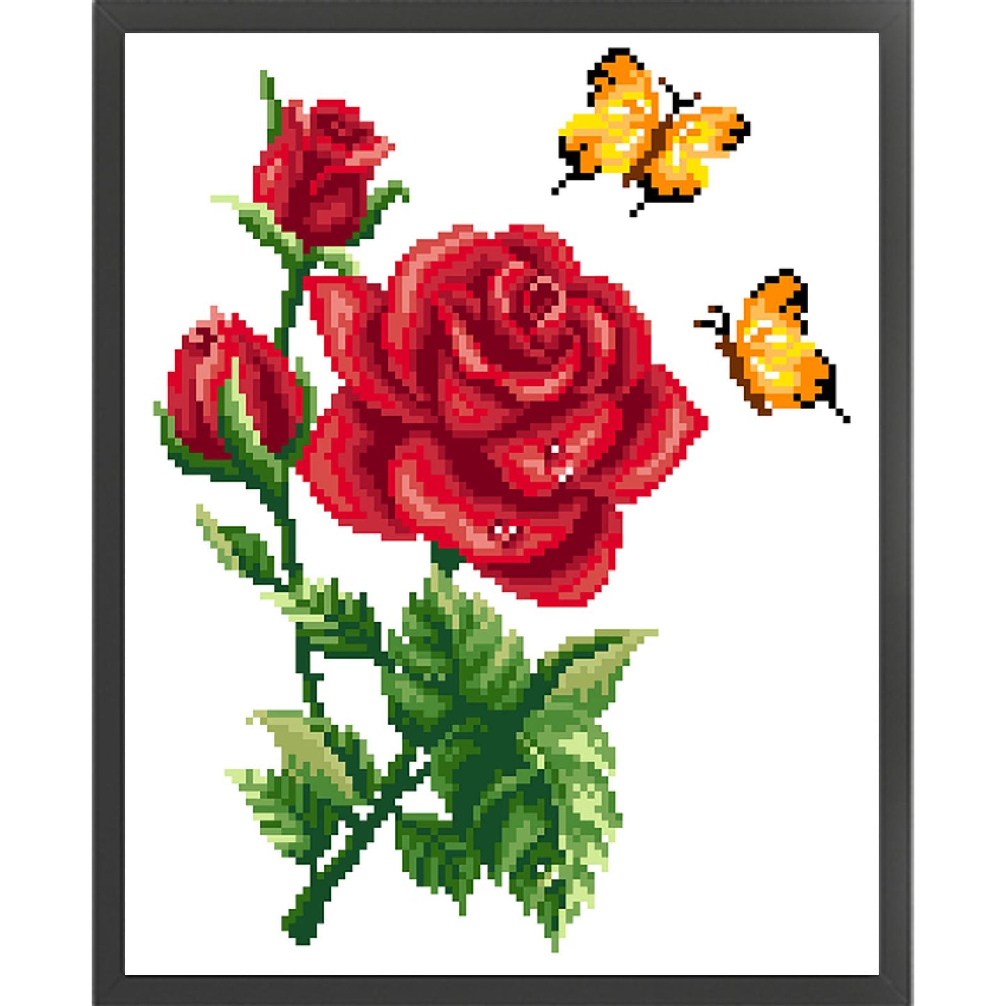 Butterfly Love - Red - Partial  9CT Stamped Cross Stitch - Bead Embroidery 30x35CM/11.81x13.78in