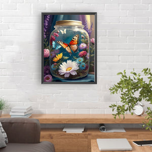 Bee And Butterfly In Bottle 30*40CM(Canvas) Full Round Drill Diamond Painting