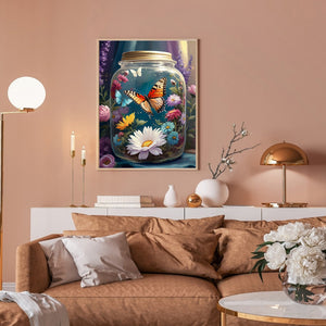 Bee And Butterfly In Bottle 30*40CM(Canvas) Full Round Drill Diamond Painting