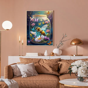 Bee And Butterfly In Bottle 30*40CM(Canvas) Full Round Drill Diamond Painting
