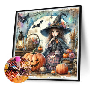 Pumpkin Girl 40*40CM(Canvas) Full Round Drill Diamond Painting