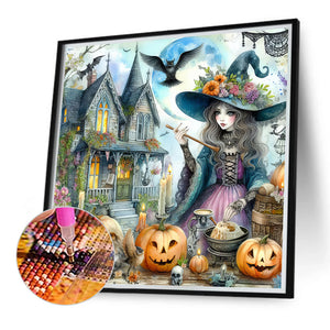 Pumpkin Girl 40*40CM(Canvas) Full Round Drill Diamond Painting