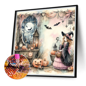 Pumpkin Girl 40*40CM(Canvas) Full Round Drill Diamond Painting