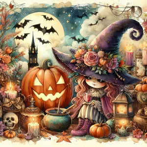 Pumpkin Girl 40*40CM(Canvas) Full Round Drill Diamond Painting