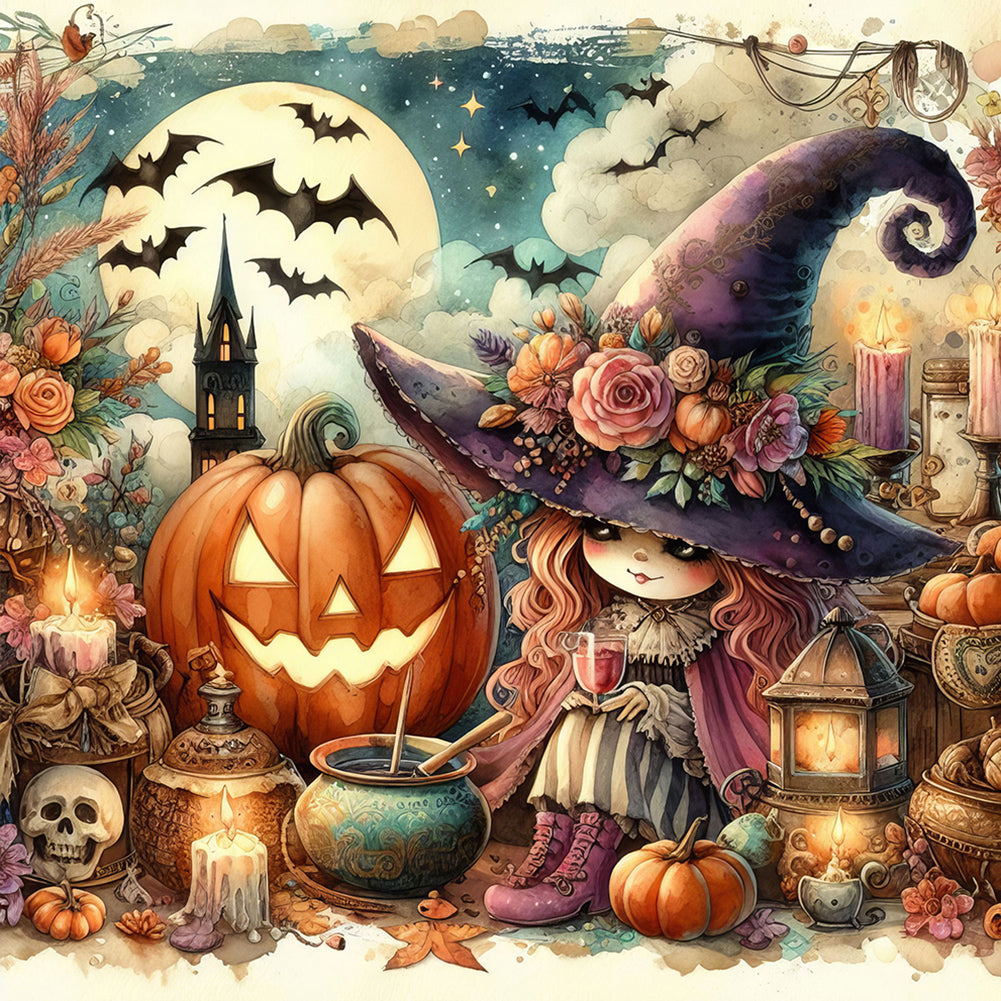 Pumpkin Girl 40*40CM(Canvas) Full Round Drill Diamond Painting