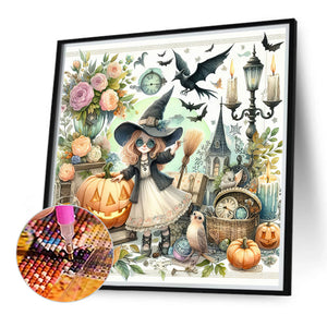 Pumpkin Girl 40*40CM(Canvas) Full Round Drill Diamond Painting