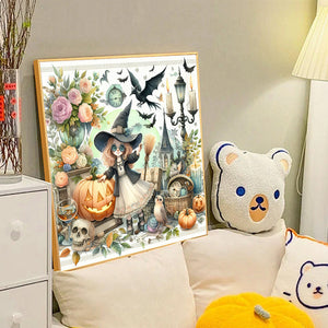 Pumpkin Girl 40*40CM(Canvas) Full Round Drill Diamond Painting