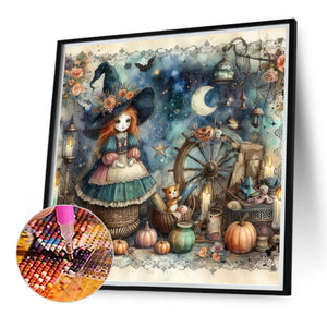 Pumpkin Girl 40*40CM(Canvas) Full Round Drill Diamond Painting