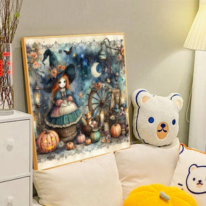 Pumpkin Girl 40*40CM(Canvas) Full Round Drill Diamond Painting