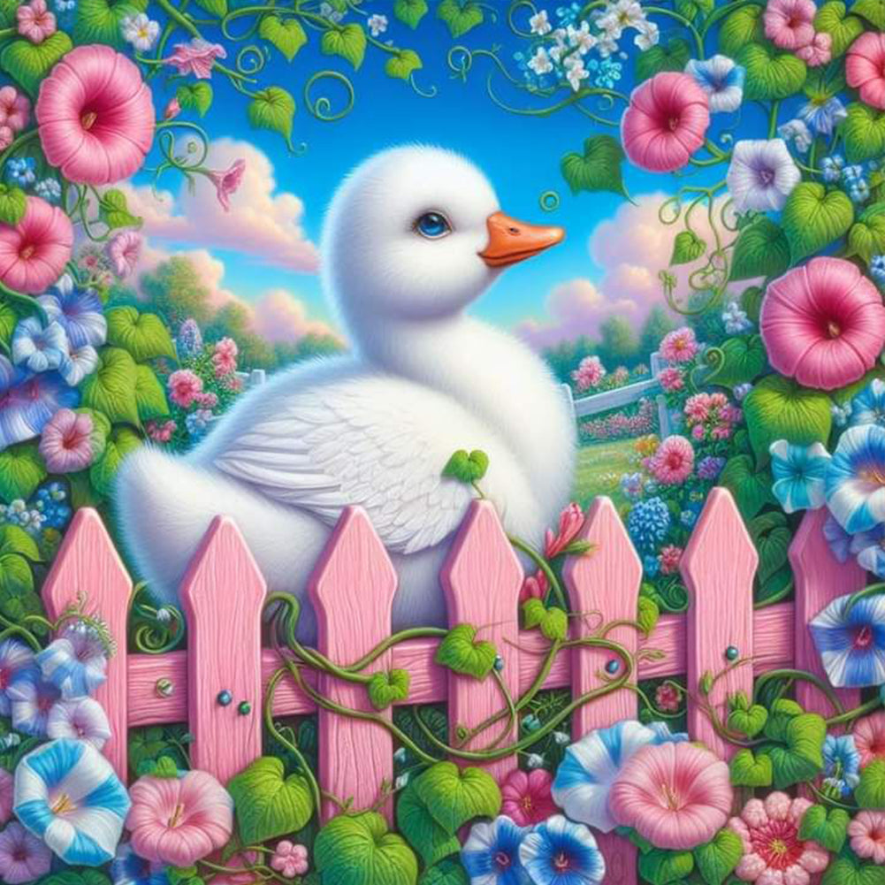 White Duck In Garden 40*40CM(Canvas) Full Round Drill Diamond Painting