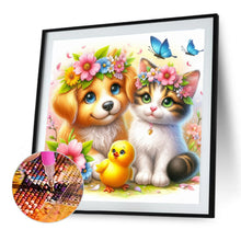 Load image into Gallery viewer, Kitten, Puppy, And Yellow Duck 40*40CM(Canvas) Full Round Drill Diamond Painting
