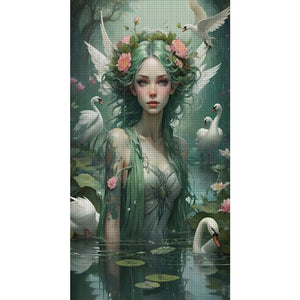 Huancan - Beauty In The Pond - 45*70CM 11CT 3 Stamped Cross Stitch