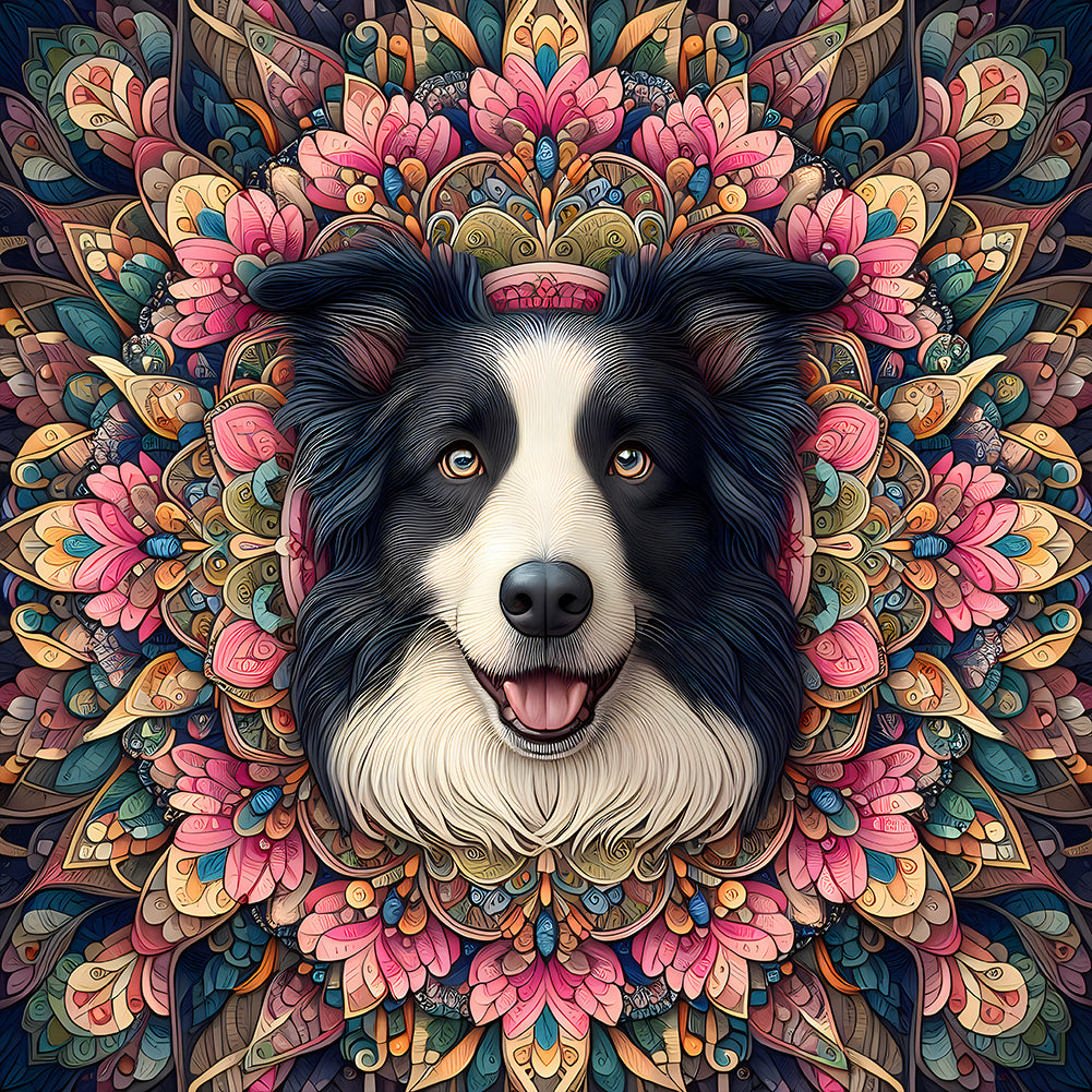 Mandala Puppy 40*40CM(Canvas) Full Round Drill Diamond Painting