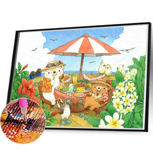 Cartoon Bear Diet 60*40CM(Canvas) Full Round Drill Diamond Painting