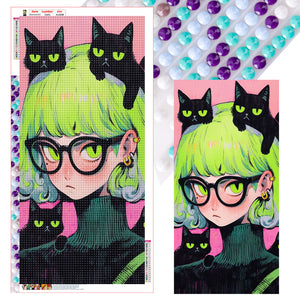 Anime Cat Girl 40*80CM(Canvas) Full Round Drill Diamond Painting