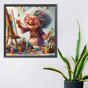Crazy Old Lady 40*40CM(Canvas) Full Round Drill Diamond Painting