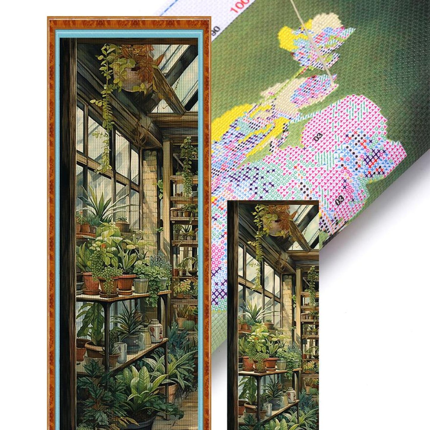 Corner Of Plant House - Full 11CT Stamped Cross Stitch 30x80CM - Huacan