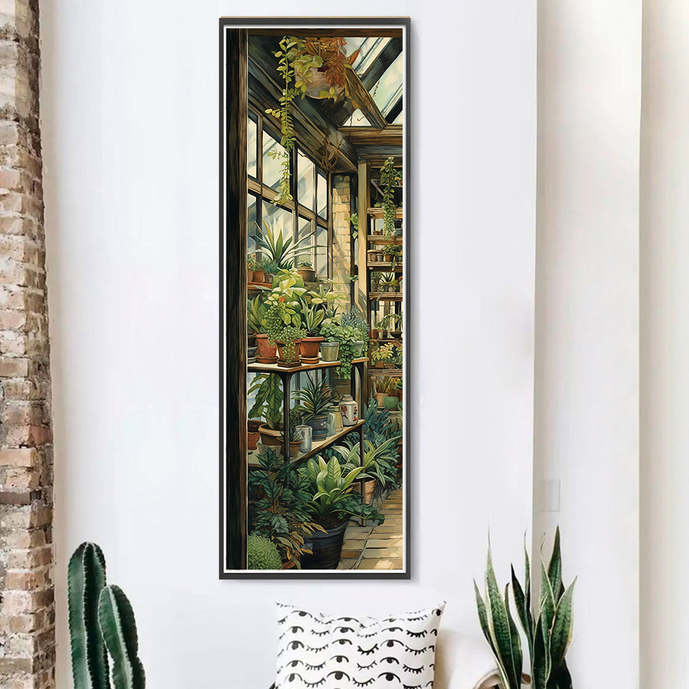 Corner Of Plant House - Full 11CT Stamped Cross Stitch 30x80CM - Huacan