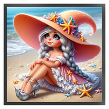 Load image into Gallery viewer, Huancan - Starfish Princess By The Sea - 45*45CM 11CT 3 Stamped Cross Stitch
