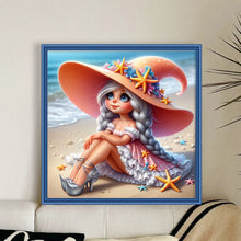 Load image into Gallery viewer, Huancan - Starfish Princess By The Sea - 45*45CM 11CT 3 Stamped Cross Stitch
