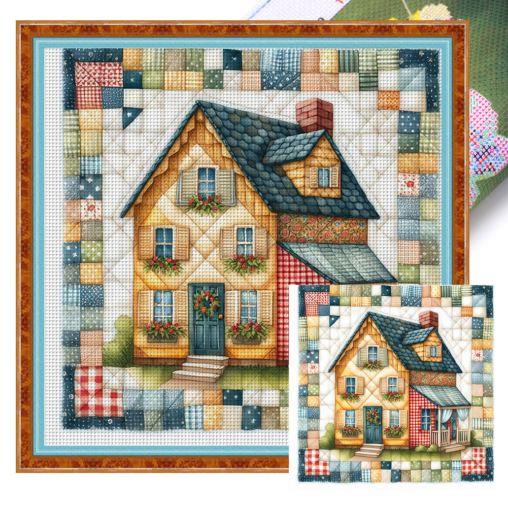 Yishu - Sewing - Small House - 50*50CM 11CT 3 Stamped Cross Stitch