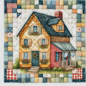 Yishu - Sewing - Small House - 50*50CM 11CT 3 Stamped Cross Stitch