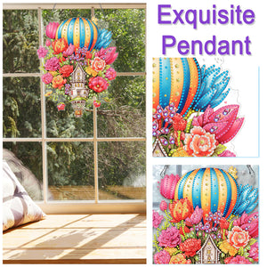 Acrylic Special Shaped Hot Air Balloon Flower Diamond Painting Hanging Decor
