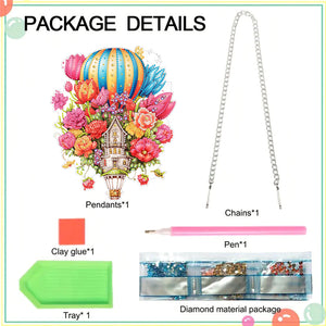 Acrylic Special Shaped Hot Air Balloon Flower Diamond Painting Hanging Decor