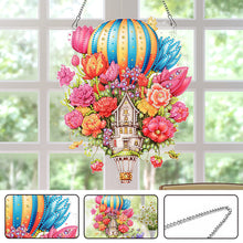 Load image into Gallery viewer, Acrylic Special Shaped Hot Air Balloon Flower Diamond Painting Hanging Decor
